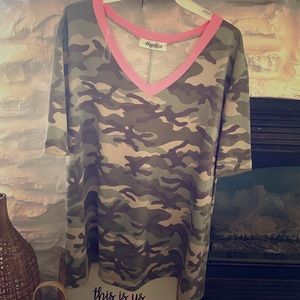 SUPER CUTE CAMO T SHIRT. BRAND NEW WITH TAGS.